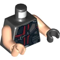 Torso, Odd Hands, Vest with Dark Red and Black Straps, Quiver Print, Light Nougat Arms, Left Black Hand, Right Light Nougat Hand