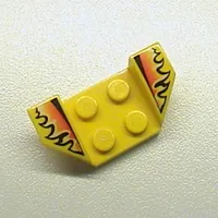 Mudguard 2 x 4 with 2 x 2 Studs and Flared Wings, Black/Orange/White Flames Print