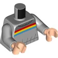 Torso Sweater, Red, Yellow, and Dark Azure Stripes print, Light Bluish Gray Arms, Light Nougat Hands