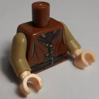 Torso Vest with 2 Toggle Buttons, Ascot and Belt with Buckle Print, Dark Tan Arms, Light Nougat Hands