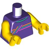 Torso, with Orange/Dark Turquoise/Dark Pink Stripes print, Yellow Arms and Hands