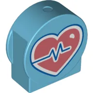 Duplo Brick 1 x 3 x 2 Round Top, Cut Away Sides with Pink Heart with Zigzag Life Line Print