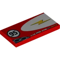 Tile 2 x 4 with Lightning Bolt in Half Ellipse and '95' Print Model Right Side