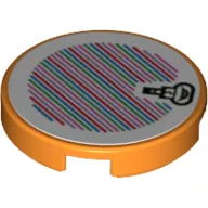 Tile Round 2 x 2 with Bottom Stud Holder with Iggy Head and Barcode Print (Sticker)