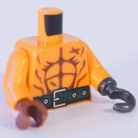 Torso Bare Chest with Muscle, Scars, Dark Green Belt on Front and Back Print, Orange Arms, Reddish Brown Right Hand, Pearl Titanium Left Hook