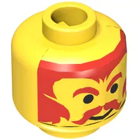 Minifig Head King / Dragon Master, Moustache Red, Eyebrows and Hair Print [Blocked Open Stud]
