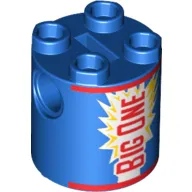 Brick Round 2 x 2 x 2 Robot Body, Axle Holder '+' Orientation with 'BIG ONE' Print