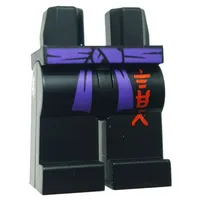 Hips and Black Legs with Dark Purple Sash, Red Asian Symbols print