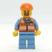 Ground Crew, Orange Safety Vest, Medium Blue Legs, Orange Cap, Goatee Beard
