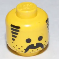 Minifig Head Governor, Moustache, Stubble and Sideburns Black Print