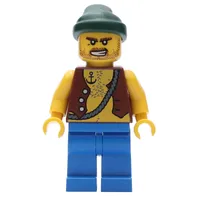 Pirate - Anchor Tattoo, Blue Legs, Dark Green Bandana