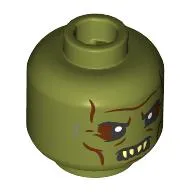 Minifig Head Orc, Reddish Brown Wrinkles, Eyeshadow, Tan Sharp Teeth, Closed Mouth with Top Fangs / Open Mouth with Bottom Fangs Print