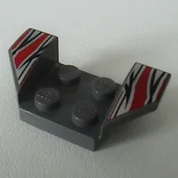 Mudguard 2 x 4 with 2 x 2 Studs and Flared Wings, Silver/Red/Black Flame Tips Print