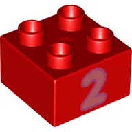 Duplo Brick 2 x 2 with Pink '2' Print