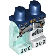 Hips and White Left Leg, Trans-Light Blue Right Leg with Gray Armor and Knee Pad, Copper Pendants and White Claws Print