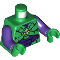 Torso Armor, Hexagon Logo, Belts/Straps Print (Lex Luthor), Dark Purple Arms, Green Hands