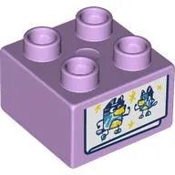 Duplo Brick 2 x 2 with Drawing of Bluey and Bandit print
