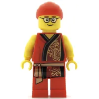 Man, Red Robe with Gold Sash Belt, Red Bandanna, Glasses