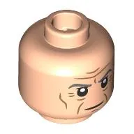 Minifig Head Grand Moff Tarkin, Dark Bluish Grey Eyebrows, Nougat Wrinkles, Frown / Open Mouth Sneer