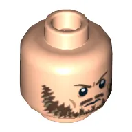 Minifig Head Frank, Beard Reddish Brown, Furrowed Brow Print [Hollow Stud]
