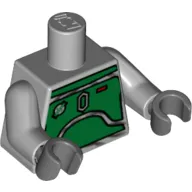 Torso Armor Plates Green Print (Boba Fett), Light Bluish Gray Arms, Dark Bluish Gray Hands