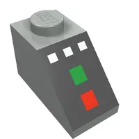 Slope 45° 2 x 1 with Bottom pin, with 3 White Buttons, Red and Green Lamps Print