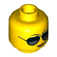 Minifig Head Officer Noonan / Police Officer, Large Sunglasses, Thin Eyebrows Print