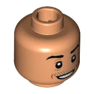 Minifig Head Mesut Özil, Eyebrows, Chin and Moustache Stubble, White Pupils, Open Smile Print [Hollow Stud]