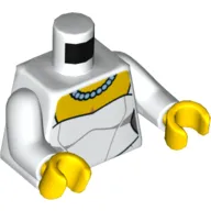 Torso Wedding Dress with Necklace Print, White Arms, Yellow Hands