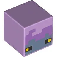 Minifig Head Special, Cube Breeze, Medium Lavender/Sand Blue Face, Yellow Eyes print