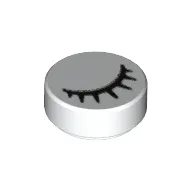 Tile Round 1 x 1 with Black Eye Closed with Eyelashes Print