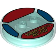 Function Brick Round 4 x 4 x 2/3 with 2 Studs and Yellow 'MARTY MC FLY' Print