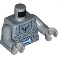 Torso Armor, Stone with Dark Blue Falcon in Pentagonal Shield and White Lightning Print, Sand Blue Arms, Light Bluish Gray Hands