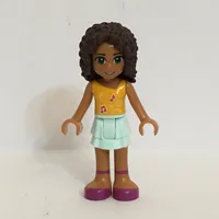 Andrea - Bright Light Orange Top, Light Aqua Skirt