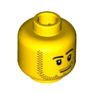 Minifig Head, Smirk, Pupils, Stubble Beard and Moustache and Sideburns Print