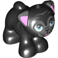 Animal, Dog, Pug with Dark Bluish Grey Face, Bright Light Blue, Bright Pink Ears print