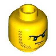 Minifig Head Buffer / Pirate / Knight, Stubble, Eyebrows and Scowl Print [Hollow Stud]