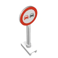 Road Sign Round with No Overtaking Print