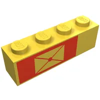 Brick 1 x 4 with Envelope on Red Background, Left Print