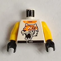 Torso Racing Jacket with Tiger Head Print, Yellow Arms, Black Hands