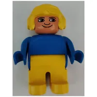 Duplo Figure, Early, Aviator Hat Yellow, Yellow Legs, Plain Top