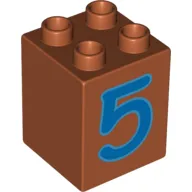 Duplo Brick 2 x 2 x 2 with Blue No. 5 Print