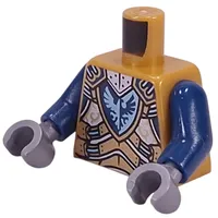 Torso, Gold/Silver Armor, Dark Blue/Light Blue Falcon on Shield print, Dark Blue Arms, Dark Bluish Gray Hands
