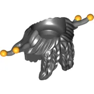 Minifig Neckwear Beard Braided with Hair in Back and Four Gray and Yellow Ends Print