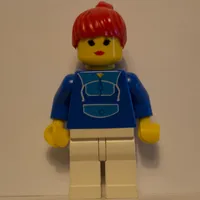 Woman, Blue and White Jogging Suit, Red Hair