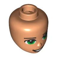 Minidoll Head Male, Dark Brown Eyebrows, Green Eyes, Open Mouth Smile