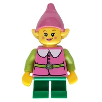 Elf - Dark Pink Torso, Green Legs, Dark Pink Head