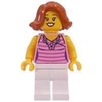 Bright Pink Torso, White Legs, Dark Orange Hair