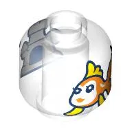 Minifig Head (No Face) Cleo, Fishbowl Goldfish and Castle print