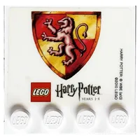 Plates Special 4 x 4 with Studs on One Edge and 'LEGO Harry Potter Years 1 - 4' with Gryffindor Crest Print (Sticker)